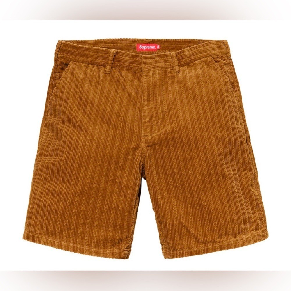 Supreme Corduroy Shorts Brown Tan Vertical Stripe‎ Men's Size 32